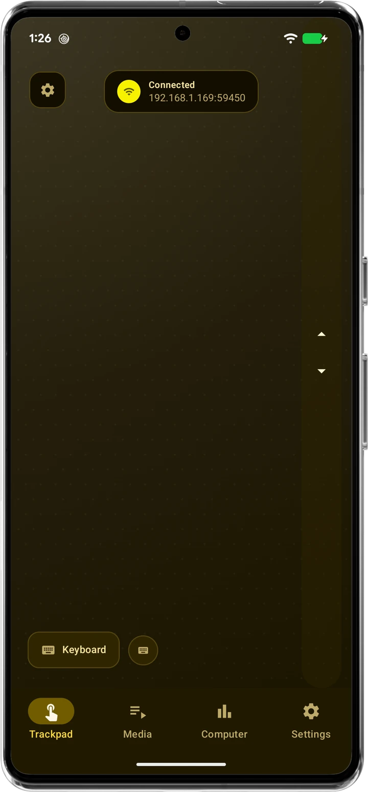 Trackpad in the Amber theme